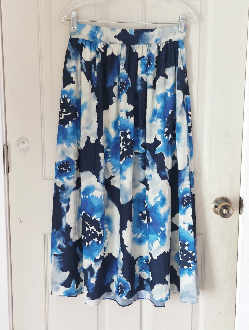 Simply Vera Vera Wang Blue Watercolor Abstract Floral Maxi Skirt Size S